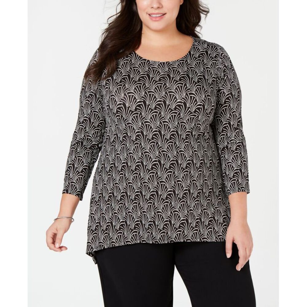 Alfani Plus Size Printed Woven Back Top